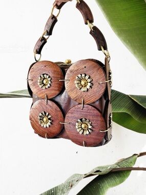 Vintage 60’s Ring Disc Box Bag Mod Tiki